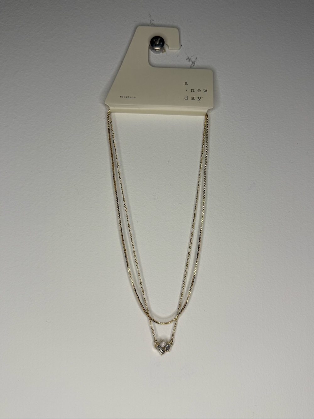 a new day Gold Double-Layer Geometric Pendant Necklace